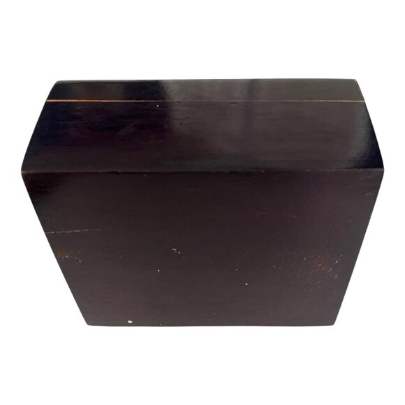 Vintage Hand-Carved Wooden Trinket Box – Floral & Bird Design – Dark Stain - Picture 5 of 6